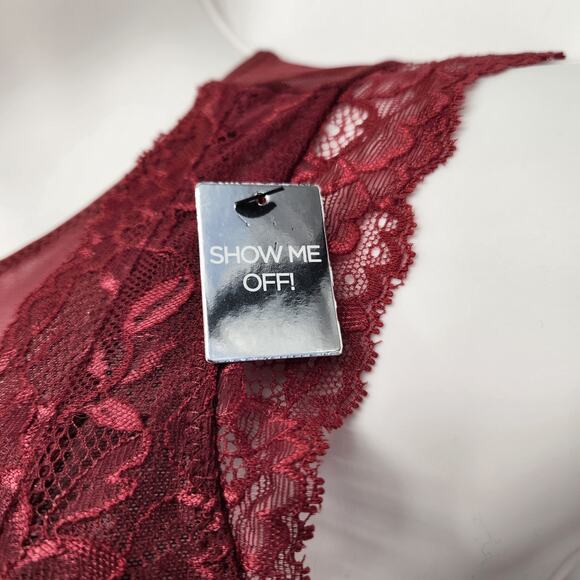 NWT Marilyn Monroe Show Me Off Negligee Stretchy Bodysuit Maroon Women's S - Picture 3 of 10